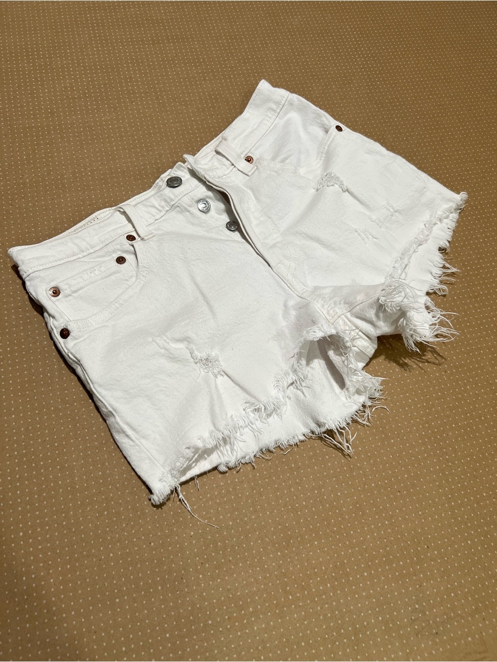 Levi's White Distressed Cutoff Denim Shorts